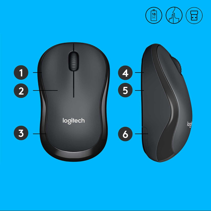 Мышь беспроводная Logitech M220 Silent Charcoal