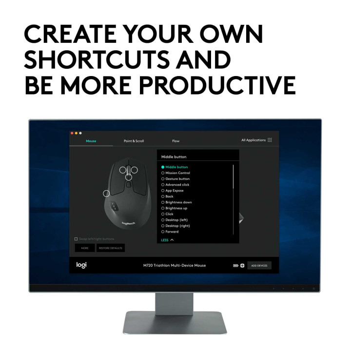 Мышь беспроводная Logitech M720 Triathlon (1000dpi,